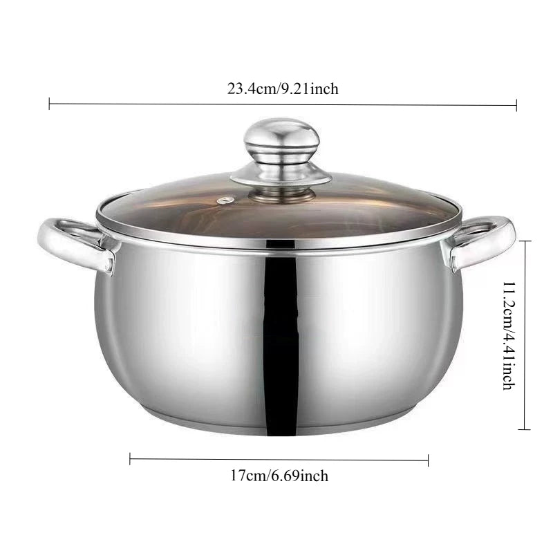 15pcs 3-Ply Stainless Steel Pots and Pans Set Kitchen Cookware Sets with Glass Lids, Stay-Cool Handle, Oven Safe Dishwasher