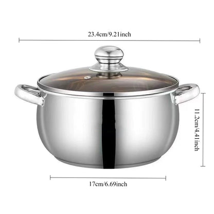 15pcs 3-Ply Stainless Steel Pots and Pans Set Kitchen Cookware Sets with Glass Lids, Stay-Cool Handle, Oven Safe Dishwasher