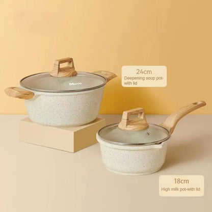 3-7 Pots and Pans Set Nonstick Cookware Sets White Granite Induction Cookware Non Stick Cooking Set W/Frying Pans & Saucepan