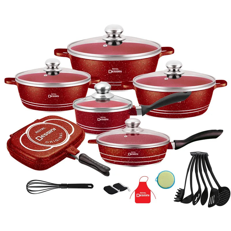 23PCS Household Kitchen Non-Stick Cooking Pot Set Die-Cast Soup Pot Cooking Pot Pots and Pans Cookware Sets  Cooking Pots Set