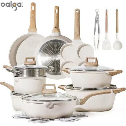 3 Pcs Cookware Sets Nonstick Cooking Pots Set Granite Induction Cookware Non Stick Cooking Set W/Frying Pans Accord With CE/EU
