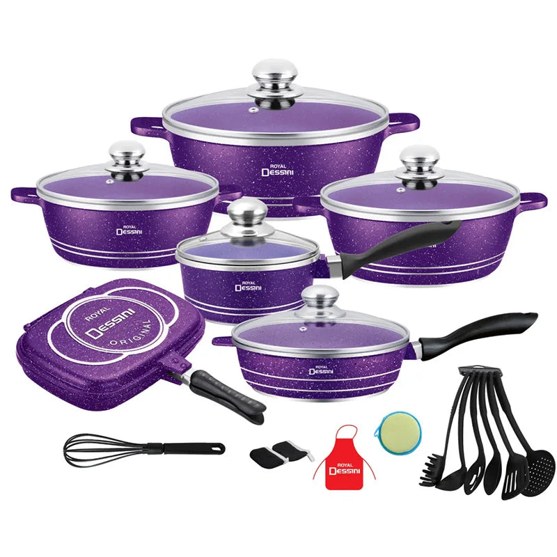 23PCS Household Kitchen Non-Stick Cooking Pot Set Die-Cast Soup Pot Cooking Pot Pots and Pans Cookware Sets  Cooking Pots Set