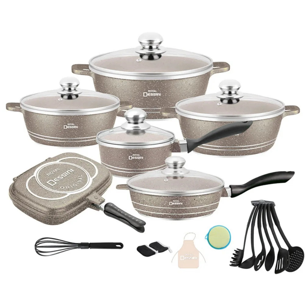 23PCS Household Kitchen Non-Stick Cooking Pot Set Die-Cast Soup Pot Cooking Pot Pots and Pans Cookware Sets  Cooking Pots Set