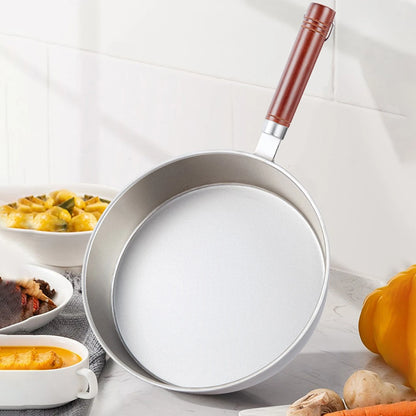 28cm Pure Titanium Skillet 99.8% Titanium Frying Wok Uncoated Non Stick Frying Pan with Wood Handle for Kitchen Home Gift