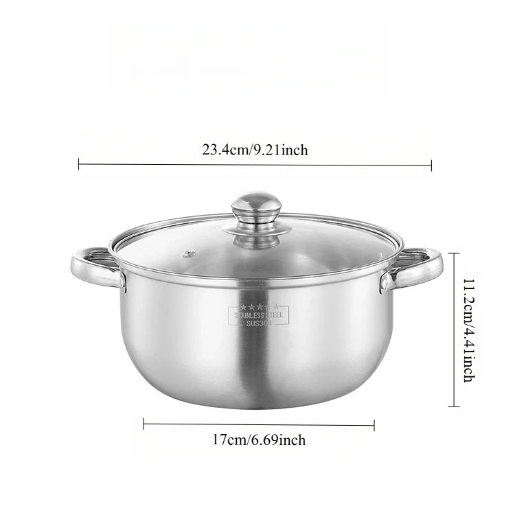 15pcs 3-Ply Stainless Steel Pots and Pans Set Kitchen Cookware Sets with Glass Lids, Stay-Cool Handle, Oven Safe Dishwasher