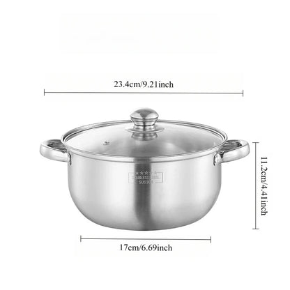 15pcs 3-Ply Stainless Steel Pots and Pans Set Kitchen Cookware Sets with Glass Lids, Stay-Cool Handle, Oven Safe Dishwasher