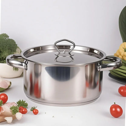 15pcs 3-Ply Stainless Steel Pots and Pans Set Kitchen Cookware Sets with Glass Lids, Stay-Cool Handle, Oven Safe Dishwasher