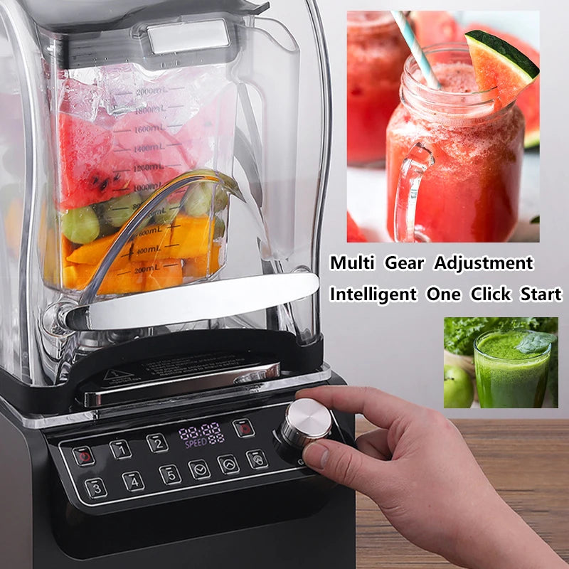 1800W Heavy Duty Commercial Grade Blender Mixer Juicer High Power Food Processor Ice Smoothie Bar Fruit Blender 26000RPM 110V