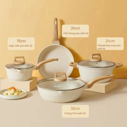 3-7 Pots and Pans Set Nonstick Cookware Sets White Granite Induction Cookware Non Stick Cooking Set W/Frying Pans & Saucepan